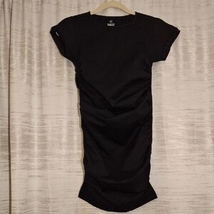 BLANQI Black Short Sleeve Ruched Bodycon Dress Small/Medium